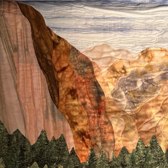 Signed, hand-dyed fabric wall hanging of Yosemite Valley, California - Picture 3 of 5